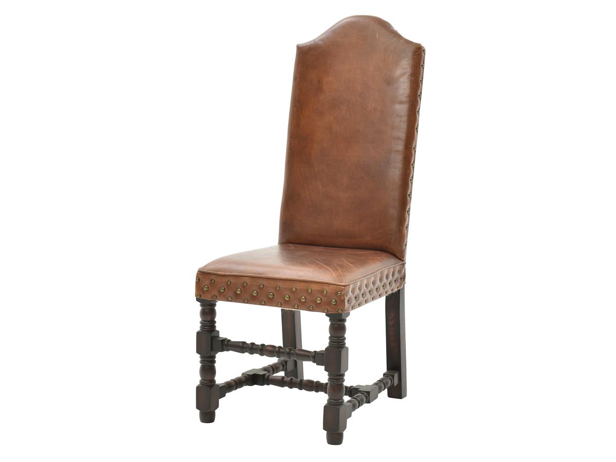 Saddle Brown Top-Grain Leather Dining Chair